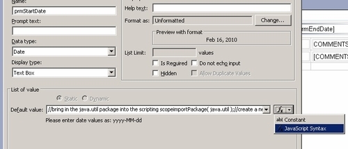 Setting default parameter values
