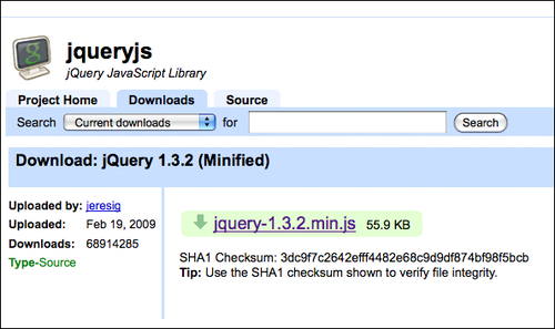 Downloading from the jQuery site