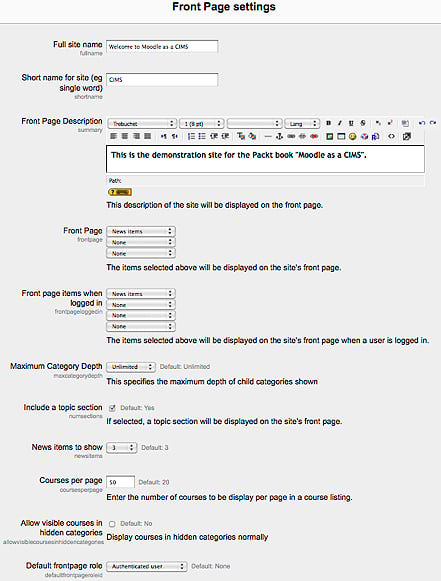 Time for action – basic customization