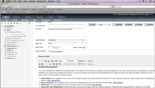 MODx Manager interface