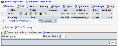 Creating an additional table