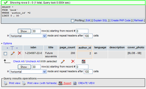 Exporting partial query results