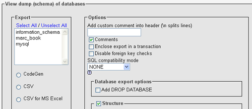 Exporting multiple databases