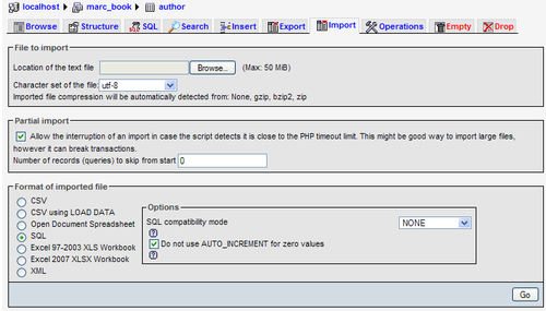 Importing SQL files