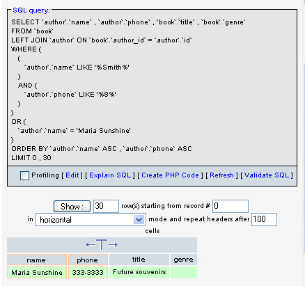 Executing the query