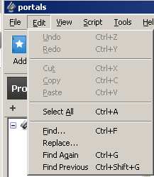 The Edit menu
