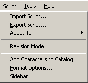 The Script menu