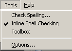 The Tools menu