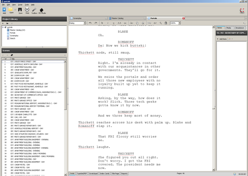 Customizing the Celtx screen