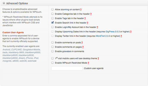 Time for action—installing and configuring WPtouch