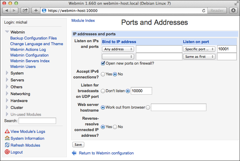 webmin default port