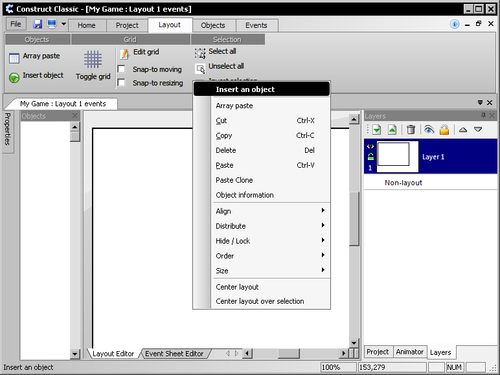 Time for action — creating some objects
