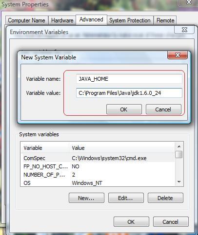 Setting the JAVA_HOME and PATH variable in Windows