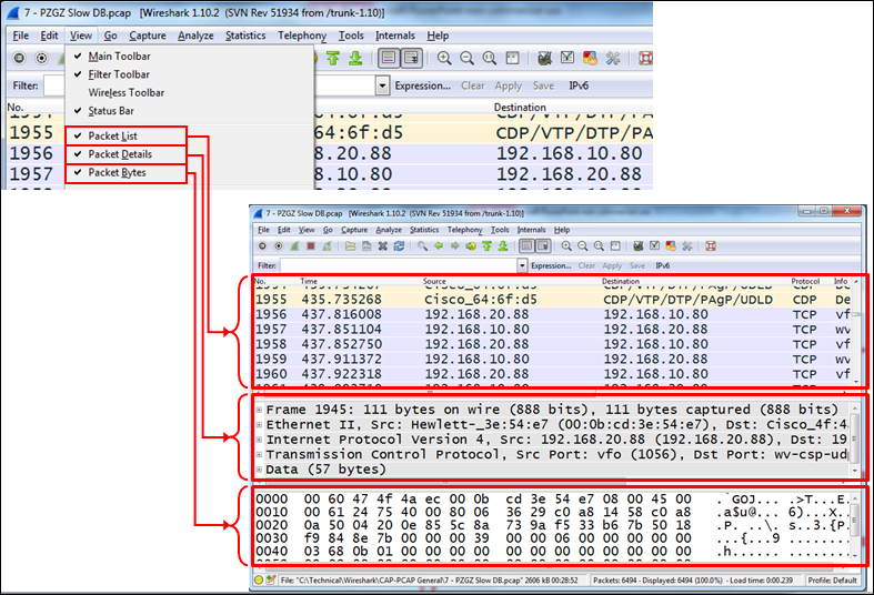 Configuring the main window