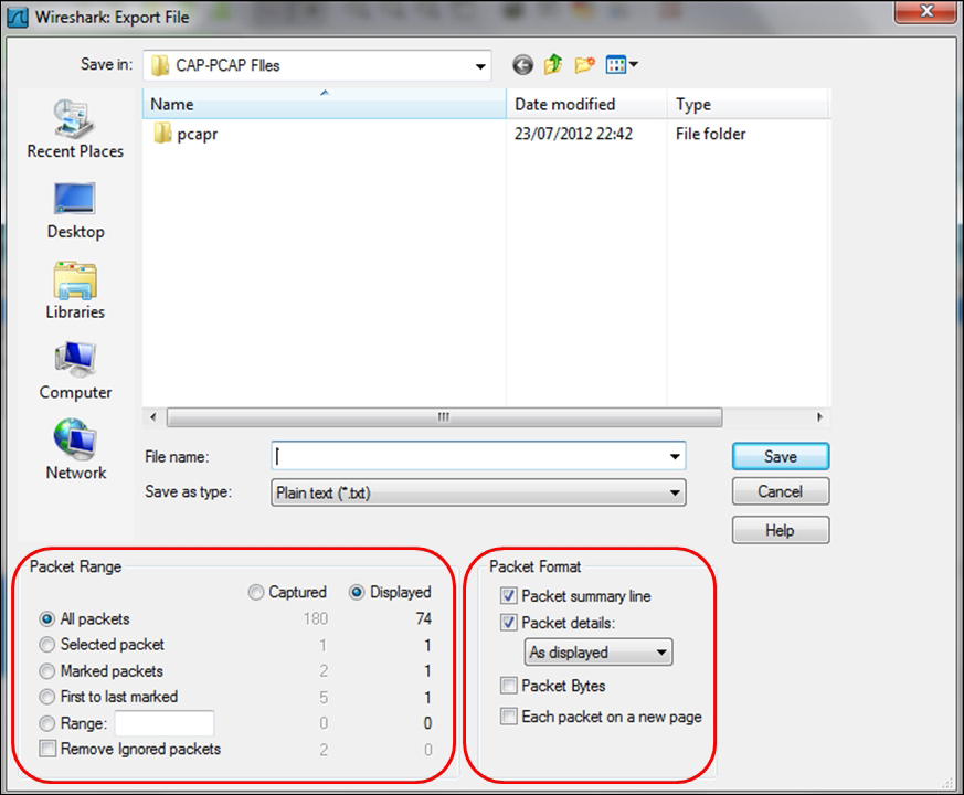Saving data in various formats