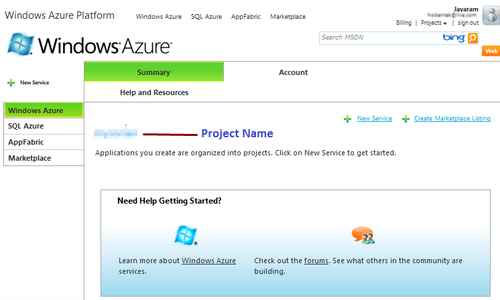 Creating a Windows Azure Service