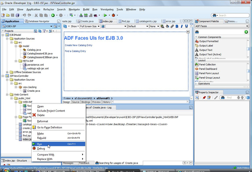 Testing the Oracle ADF Faces user interface