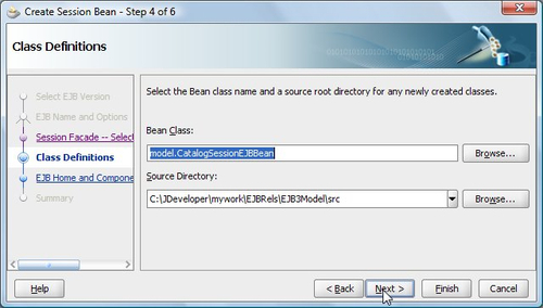 Creating a session bean