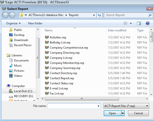 A warning about the "Other" Report menu options