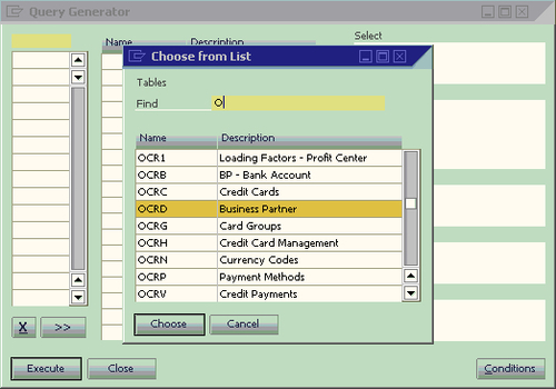 Left part of Query Generator form