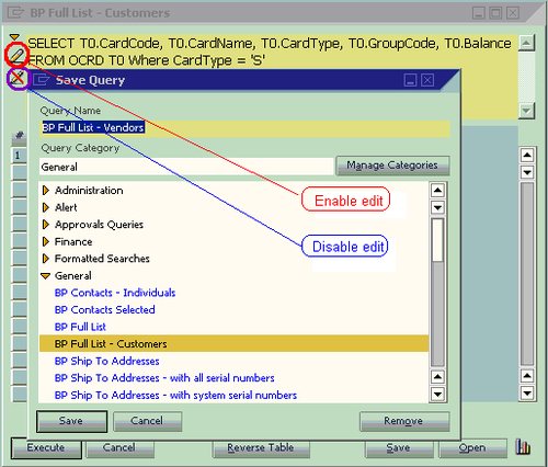 Creating and saving user queries