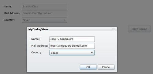 Example of modal dialogs