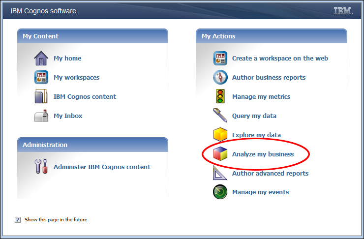 Accessing Cognos Analysis Studio | IBM Cognos Business Intelligence