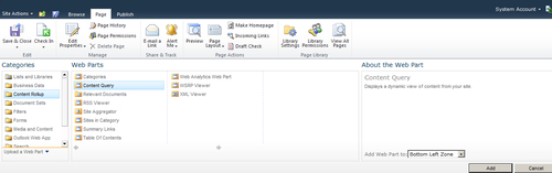 Configuring the Content Query Web Part