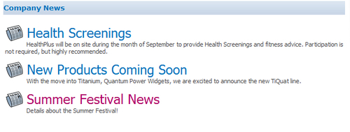 News content rollup displayed