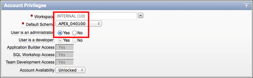 APEX web interface