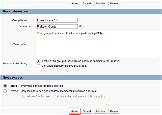 Creating Chatter groups