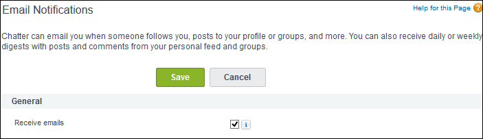 Chatter e-mail settings