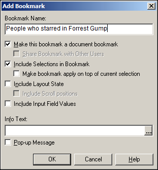 Creating a new bookmark