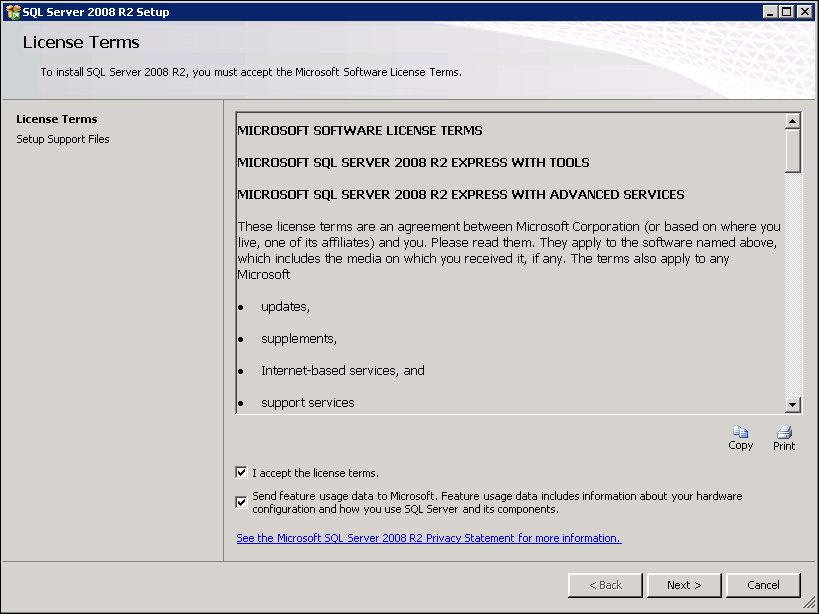 Installing SQL Server 2008 R2 Express