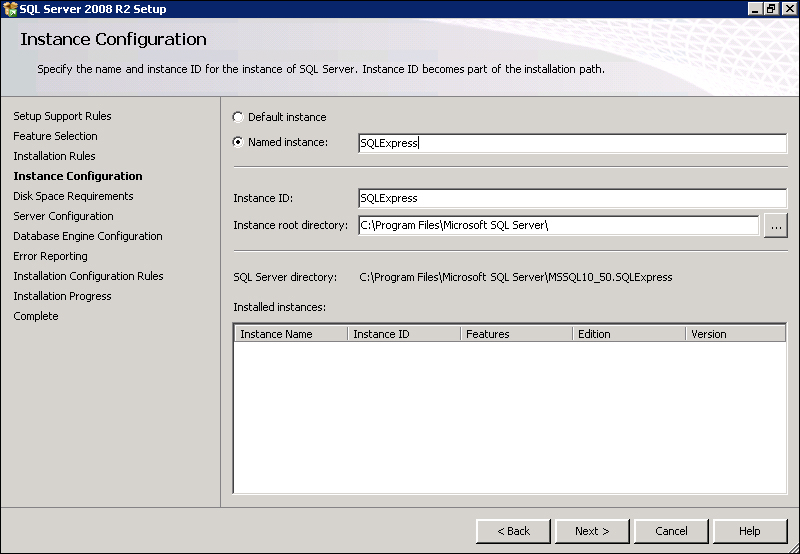 Installing SQL Server 2008 R2 Express