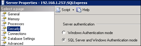 Verifying SQL Server authentication settings