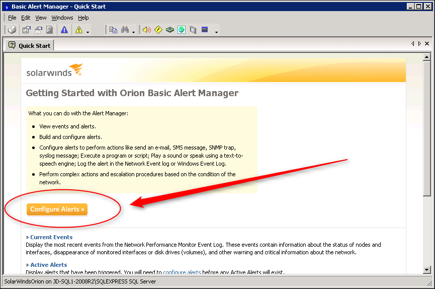 Configuring basic alerts