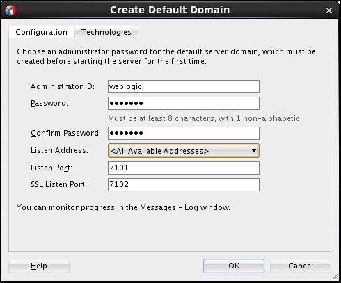 Time for action – creating a default domain