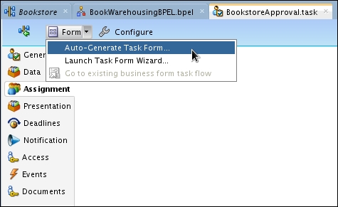 Time for action – creating human task forms