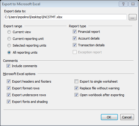 Management Reporter Export Example 1. Getting Data from Dynamics GP 2013 to Excel 2013 | Building ...