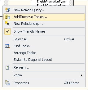 Adding objects to the data source view