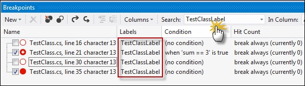 Filtering breakpoints