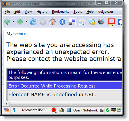 Standard error exception