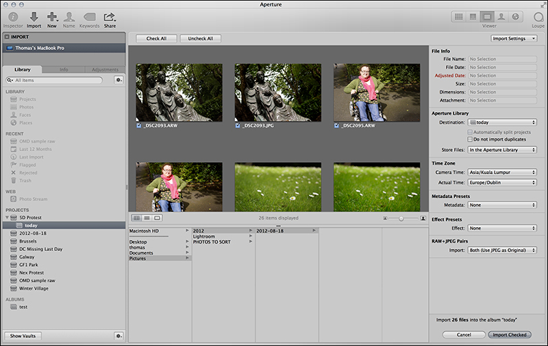 Importing images to an album