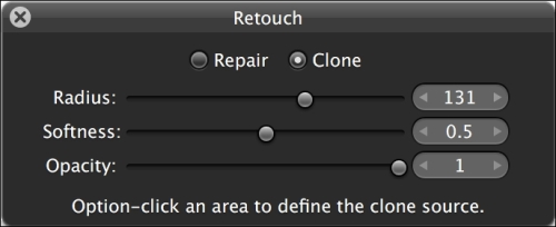 Using the retouch tool