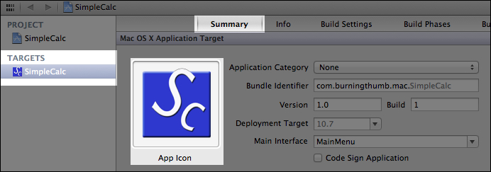 Time for action - configuring the SimpleCalc Xcode project