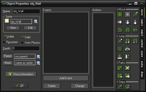 Creating game objects with the Object Properties editor