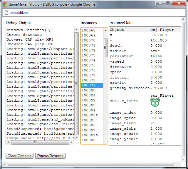 Using the HTML5 DEBUG console