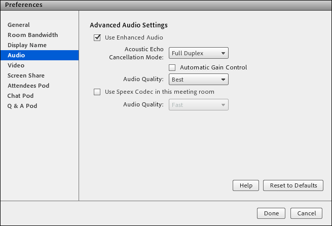 Adjusting audio quality