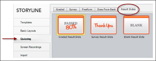 Inserting a result slide